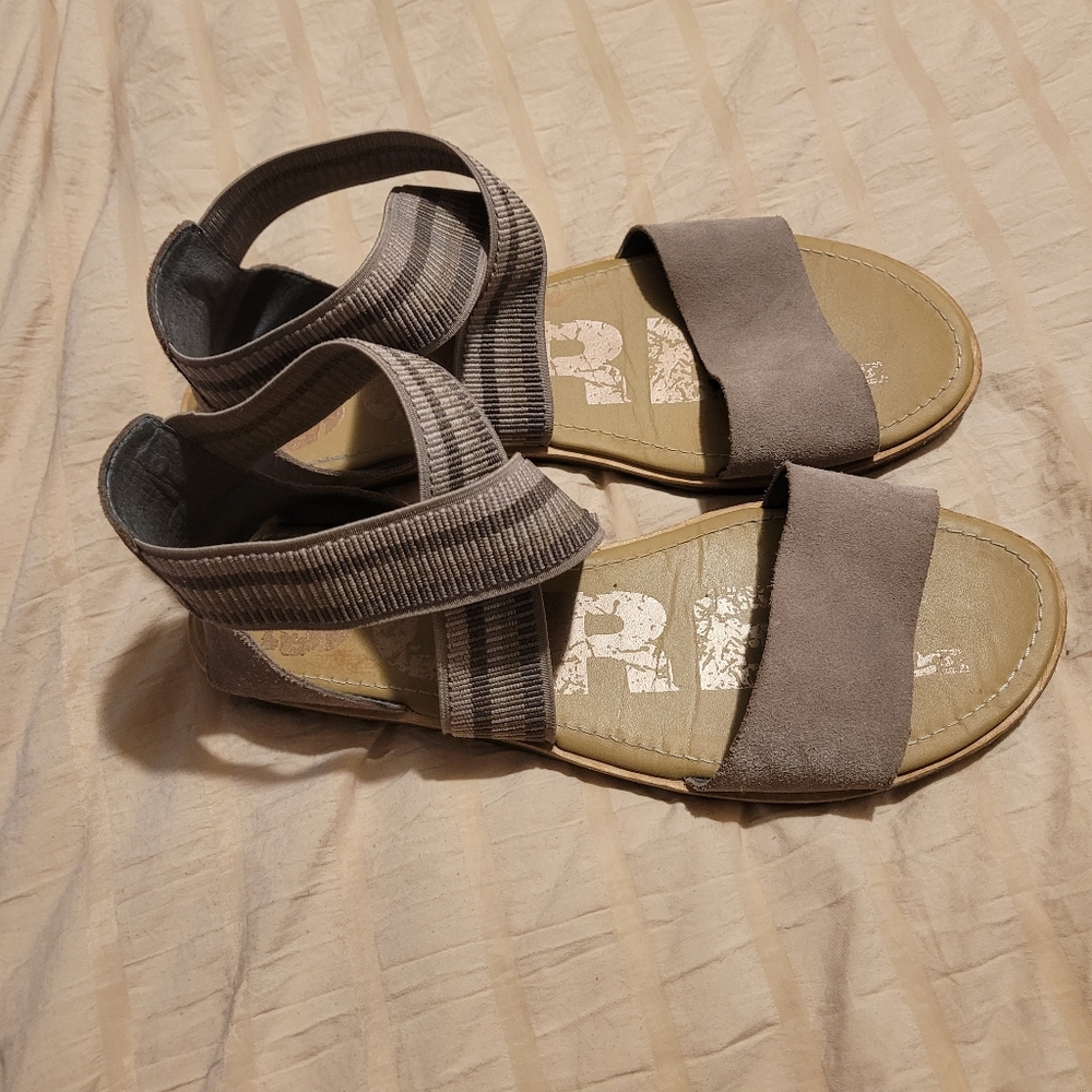 Sorel Ella ll Womens Slip On Sandal Suede Shoes Size 11 - Picture 5 of 10